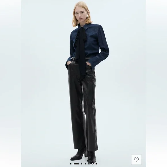 MANGO wide leg vegan leather trousers - Picture 7 of 8